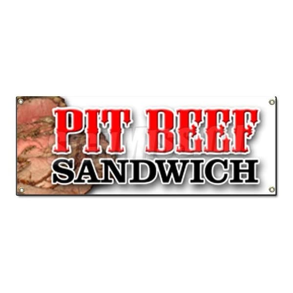 PIT BEEF SANDWICH BANNER SIGN bbq smoked meat beef grilled restaurant